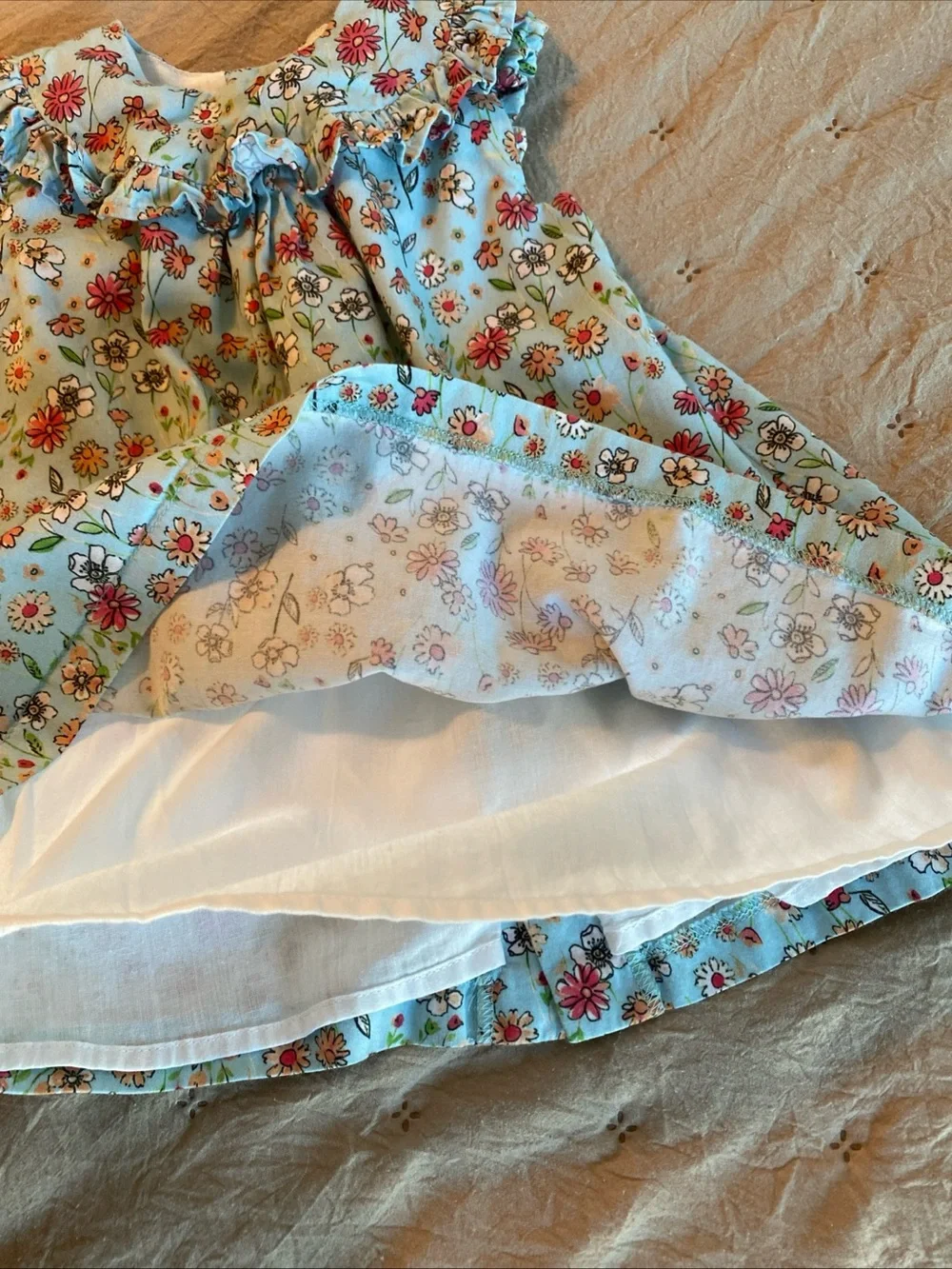 Tutto Piccolo Infant Pale Blue Floral Dress 12 Months Sleeveless Sundress